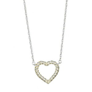 Tiffany Twisted Heart Pendant Necklace Silver Yellow Gold